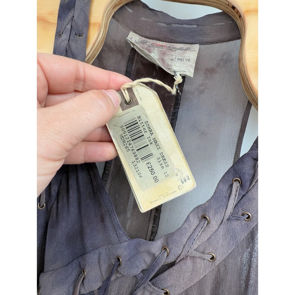 ALLSAINTS Spitalfields Zohra Silk Maxi Dress Jacks Place NWT Sz 12 (us 8)Flawed! - Picture 9 of 12